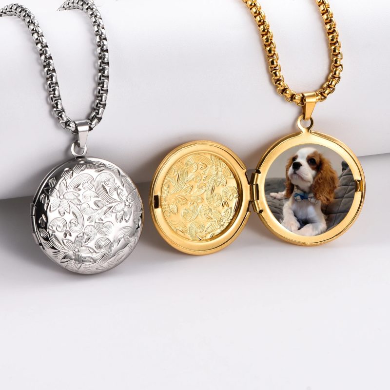 Unisex Stainless Steel Picture Frame Pendant Necklace
