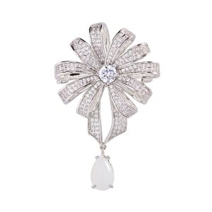 Brass Jewelry Hollow CZ Daisy Flower Brooch