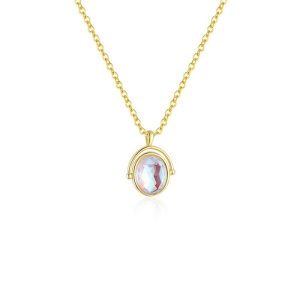 925 Silver Jewelry Oval Moonstone Pendant Necklace