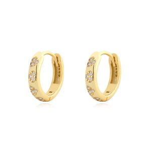 925 Silver 11mm CZ Flowers Hoop Earrings