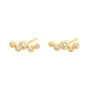 925 Silver 12.2mm Wavy Diamonds Stud Earrings