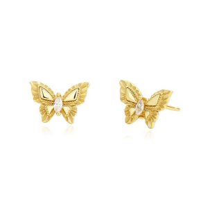 925 Silver 10.4mm CZ Butterfly Stud Earrings