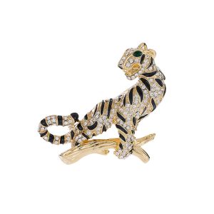 49mm Brass Jewelry CZ Leopard Brooch