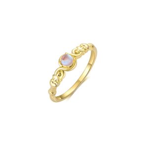 5.1mm 925 Silver Flowers MoonStone Ring