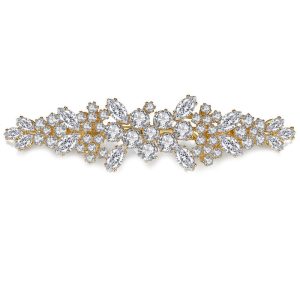 91mm Brass White CZ Flowers Hair-clip