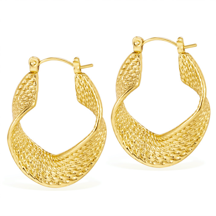 Stainless Steel Curve Twisted Hoop Earrings