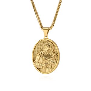 Religious Stainless Steel Maria Jesus Pendant Necklace