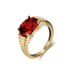 Women's Stainless Steel Oval Onyx Ruby Stone Ring