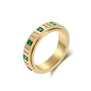 Women's Stainless Steel Geometric Diamonds Ring