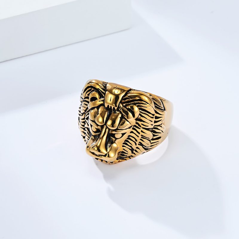 Men's Stainless Steel Jewelry 20mm Lion Head Ring - Image 2