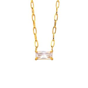 Stainless Steel Chains Geometric Stone Necklace