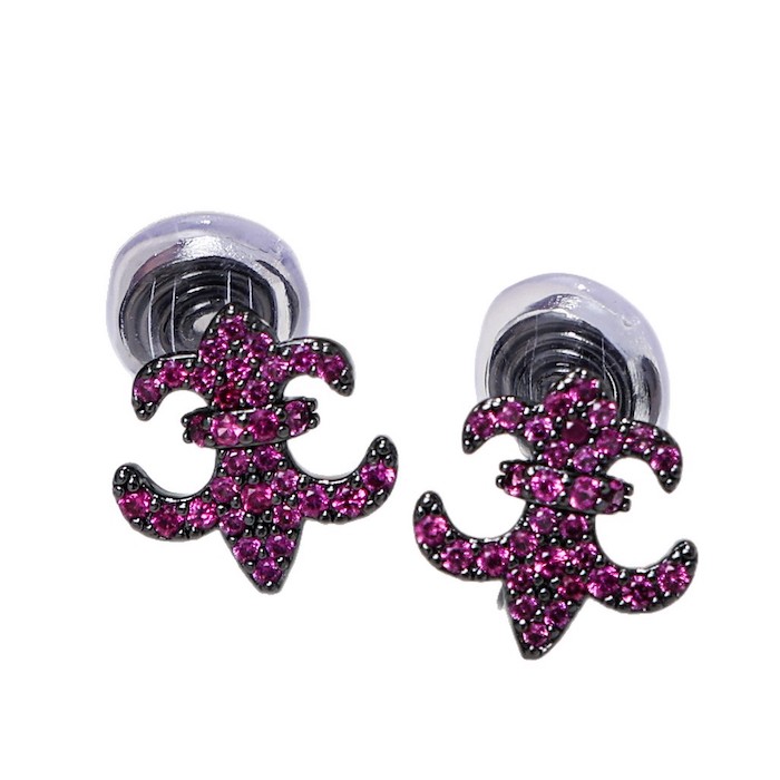 Brass Jewelry 13.5mm CZ Anchor Stud Earrings