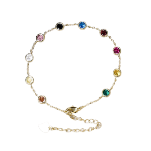 Brass Jewelry Colored Diamonds Chain Bracelet