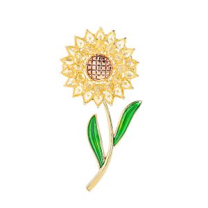 Brass Jewelry Enamel CZ Daisy Flower Brooch