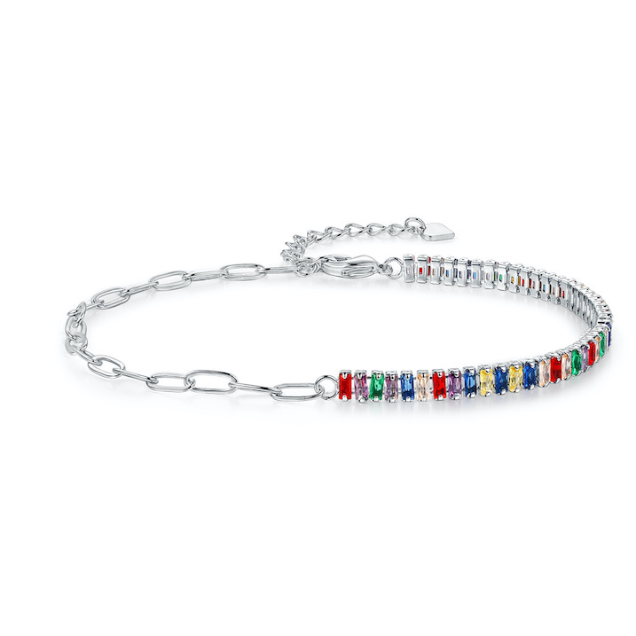Brass Jewelry 2/3mm Geometric Colored Stones Bracelet