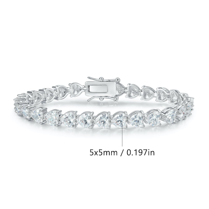 Brass Jewelry 5mm Love Heart Diamonds Bracelet