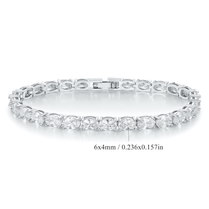 Brass Jewelry 6x4mm Oval Diamonds Bracelet