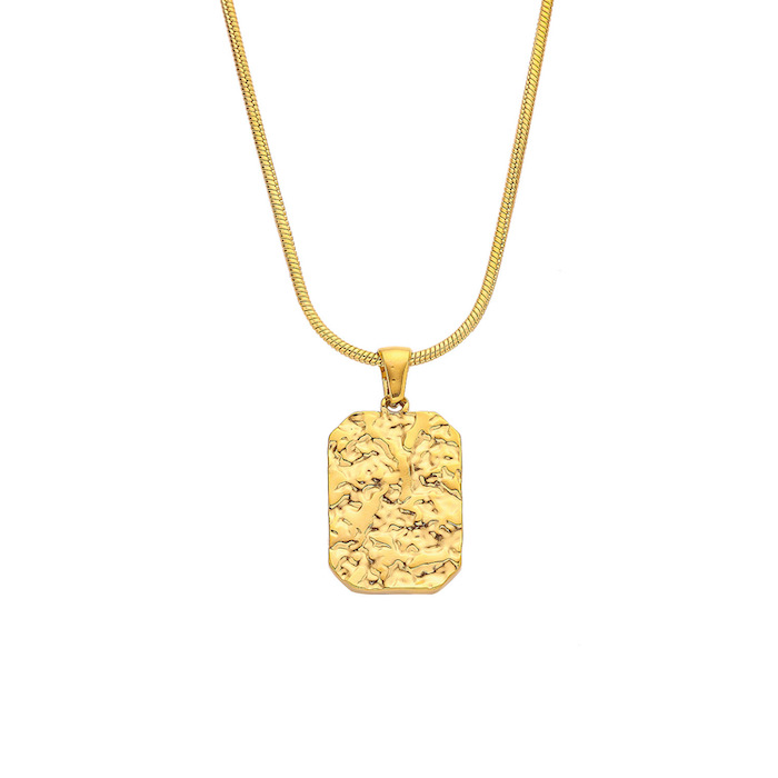 Stainless Steel Wrinkle Geometric Pendant Necklace
