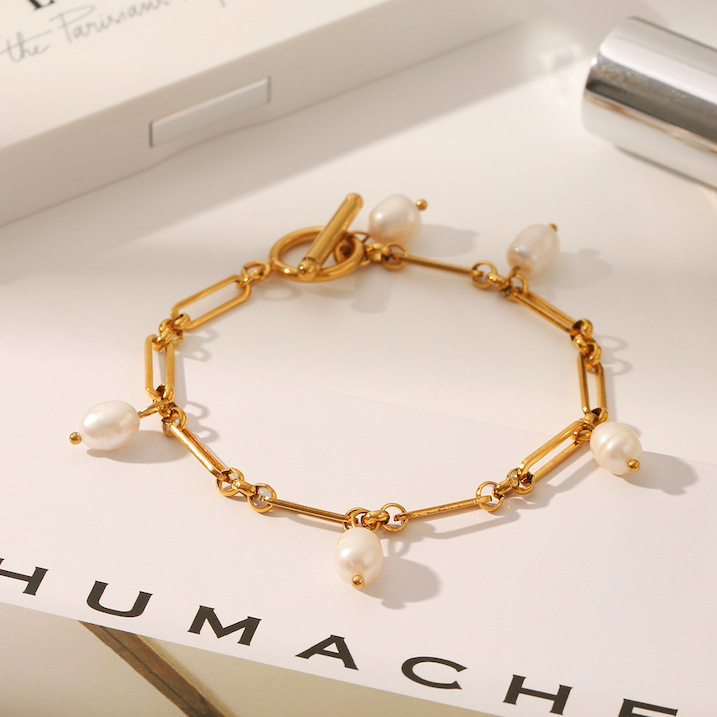 Freshwater Pearls Stainless Steel Chain Bracelet - Image 9