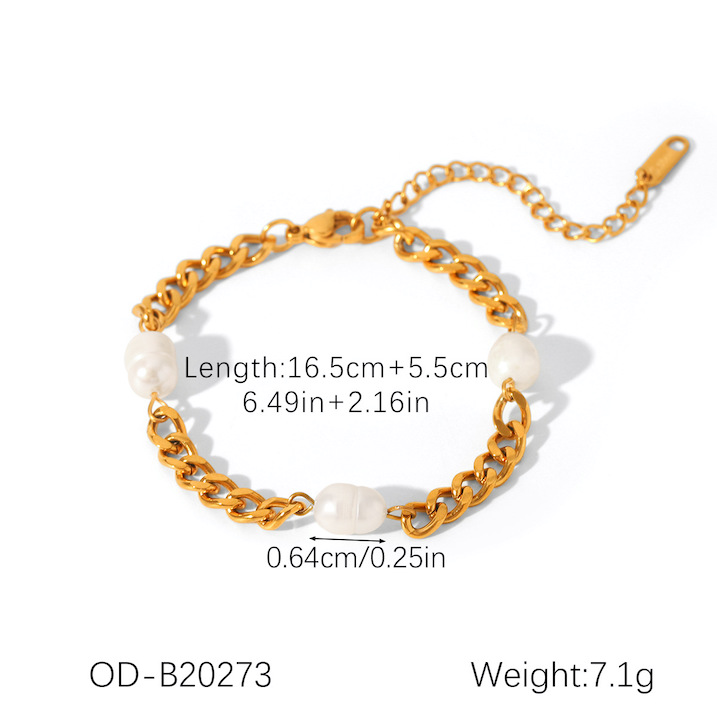 Freshwater Pearls Stainless Steel Chain Bracelet - Image 4