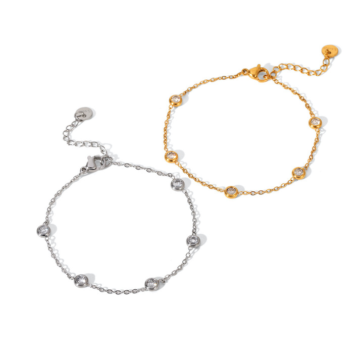 Stainless Steel 4.8mm Diamond Charms Chain Bracelet