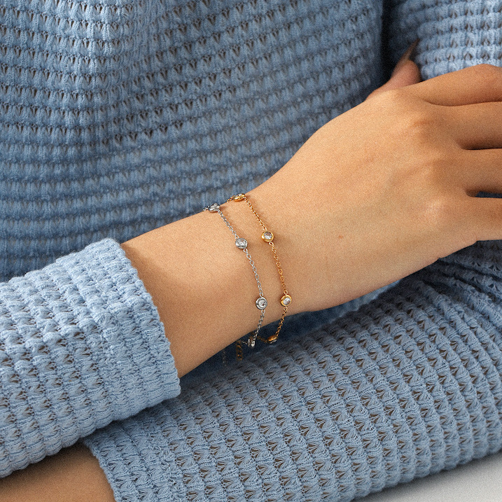 Stainless Steel 4.8mm Diamond Charms Chain Bracelet - Image 4