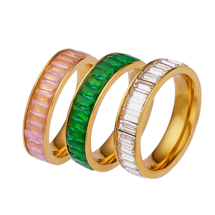 Women's Stainless Steel 5mm Geometric Zirconia Ring