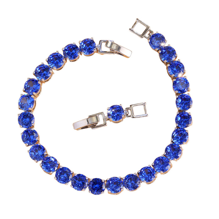 Brass Blue Colored Round Stones Bracelet