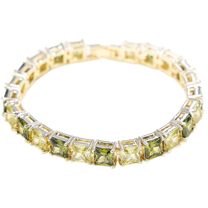 Brass Jewelry Green Gold Diamond Stones Bracelet