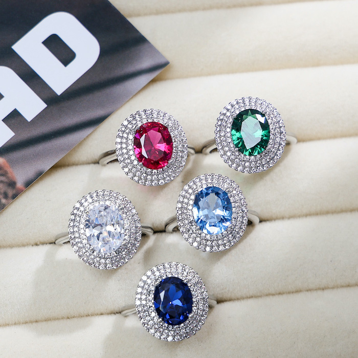 Brass Jewelry Colored Oval Stone Ring - Image 3