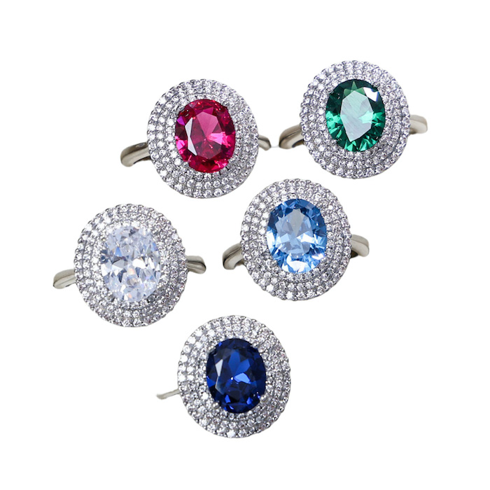 Brass Jewelry Colored Oval Stone Ring