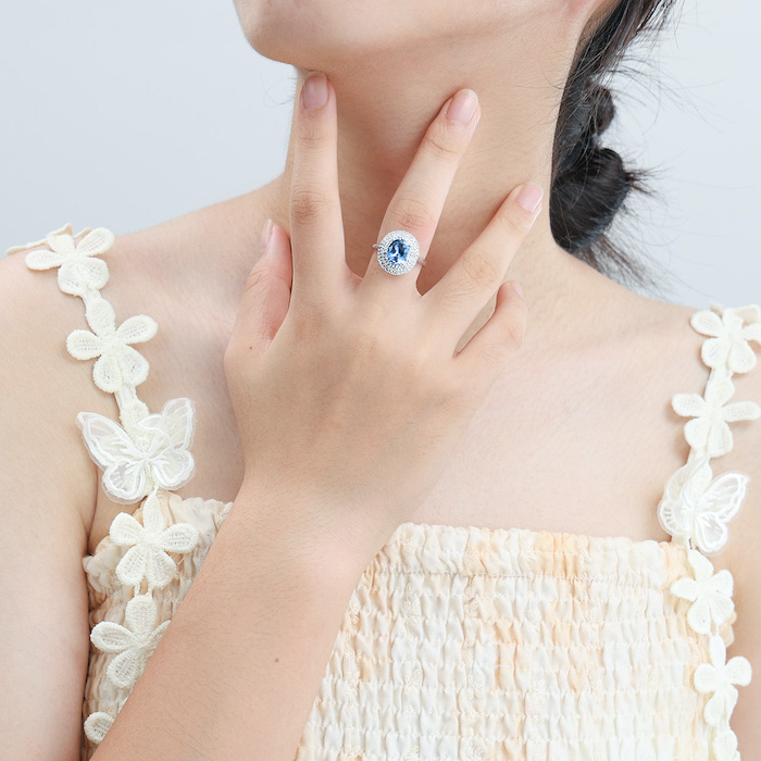 Brass Jewelry Colored Oval Stone Ring - Image 4