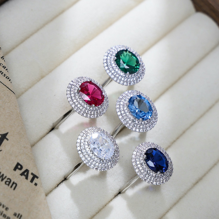 Brass Jewelry Colored Oval Stone Ring - Image 2