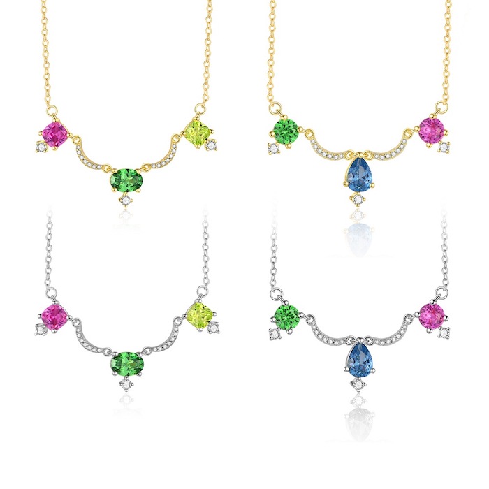 925 Silver Sugar Colors Diamond Choker Necklace