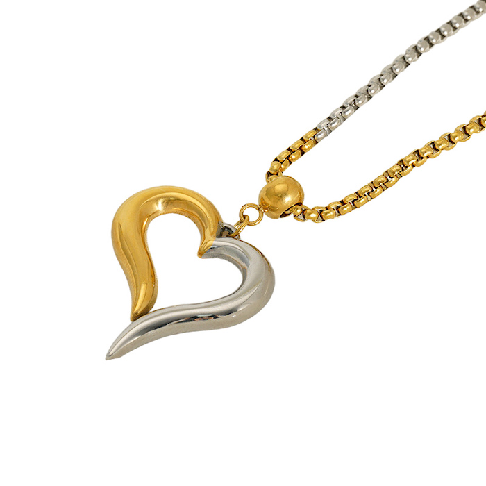 Hollow Stainless Steel Dichroic Heart Pendant Necklace