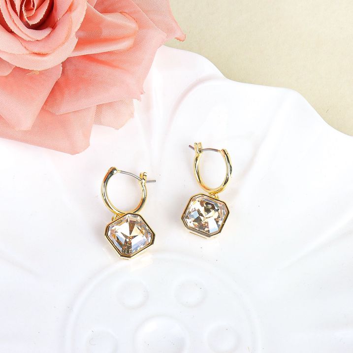 Geometric Crystal Stones Choker Necklace Earrings Set - Image 6