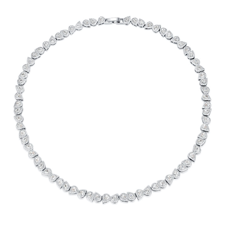 Brass Jewelry White Teardrop Stones Choker Necklace