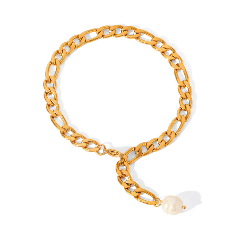 25cm Freshwater Pearls Stainless Steel Chains Anklet