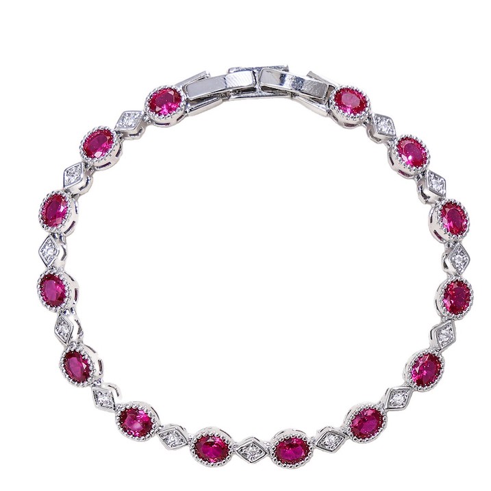 Brass Jewelry Rhombus Oval Stones Bracelet