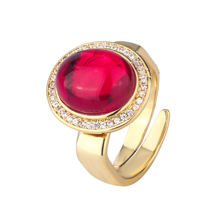 Brass Jewelry 11x9.8mm Oval Colored Stones Ring