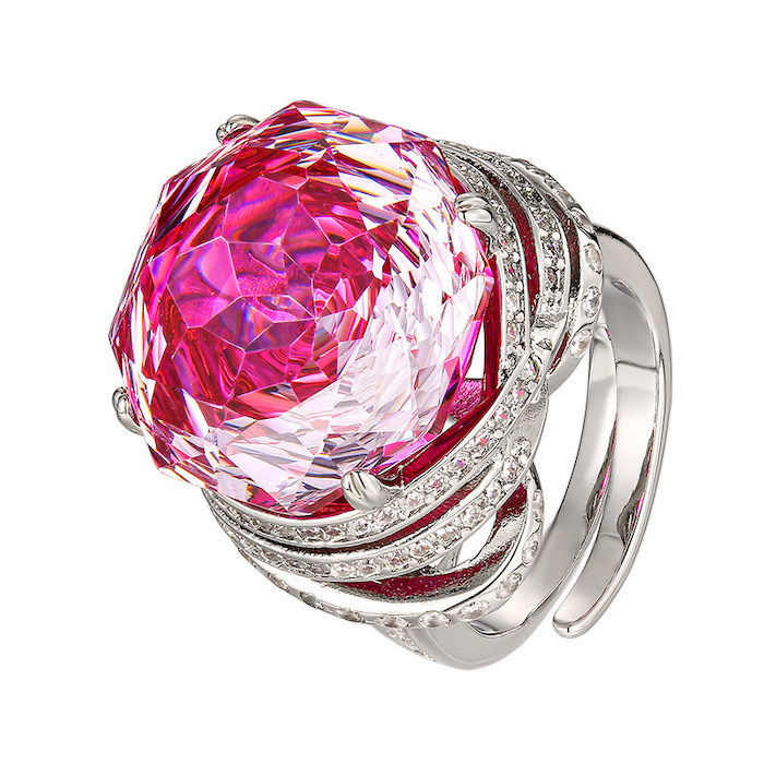 Brass Jewelry Colored Octagon CZ Gemstone Ring