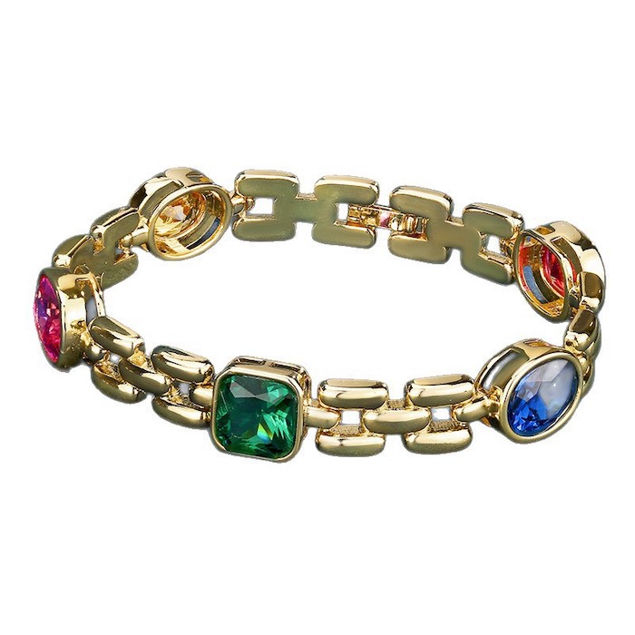 Brass 8x10mm Multi-colors EAMERALD Stones Bracelet