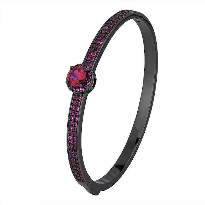 Brass 6.5mm Blue Red Stones Hinged Bracelet