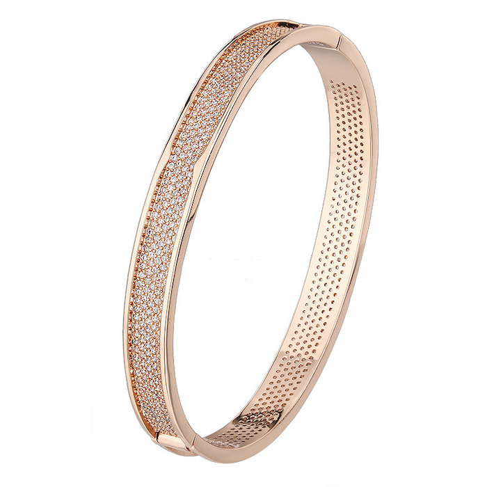 Brass 7.4mm Diamonds Curve Hinged Bracelet