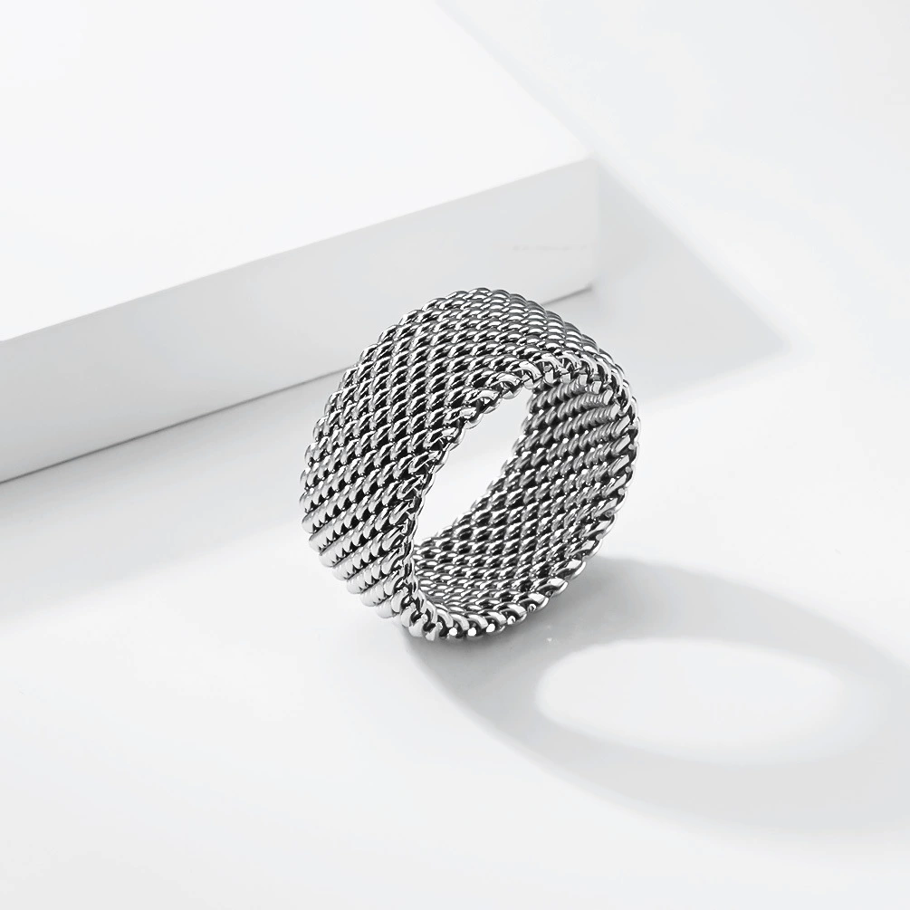 Ladies' Simple Stainless Steel Net Links Ring - Image 2