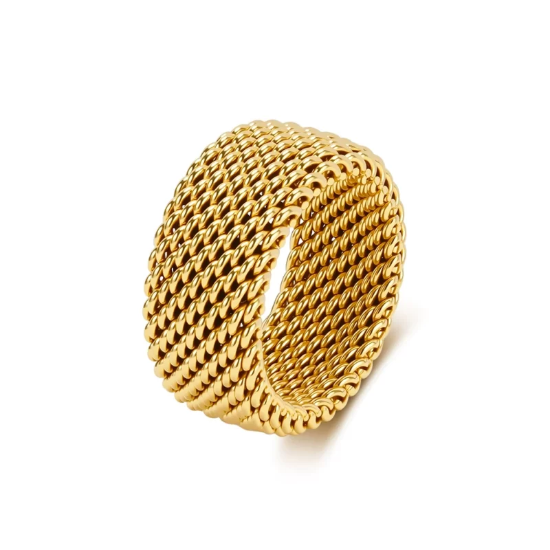 Ladies' Simple Stainless Steel Net Links Ring