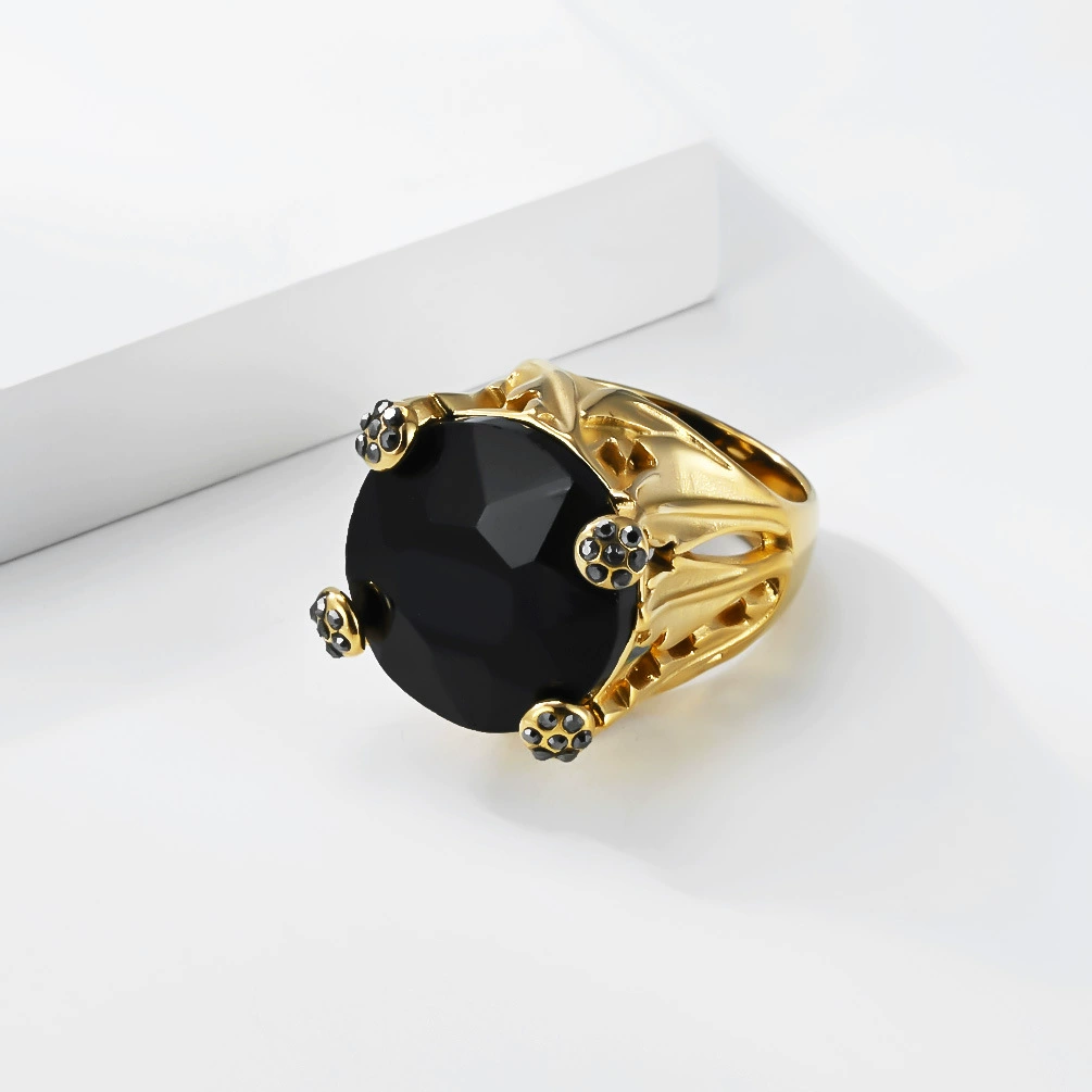 Ladies' Hollow Stainless Steel Crystal Stone Ring - Image 2