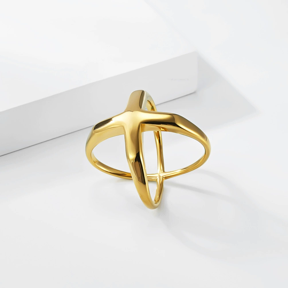 Ladies' Stainless Steel Hollow Cross Ring - Image 2