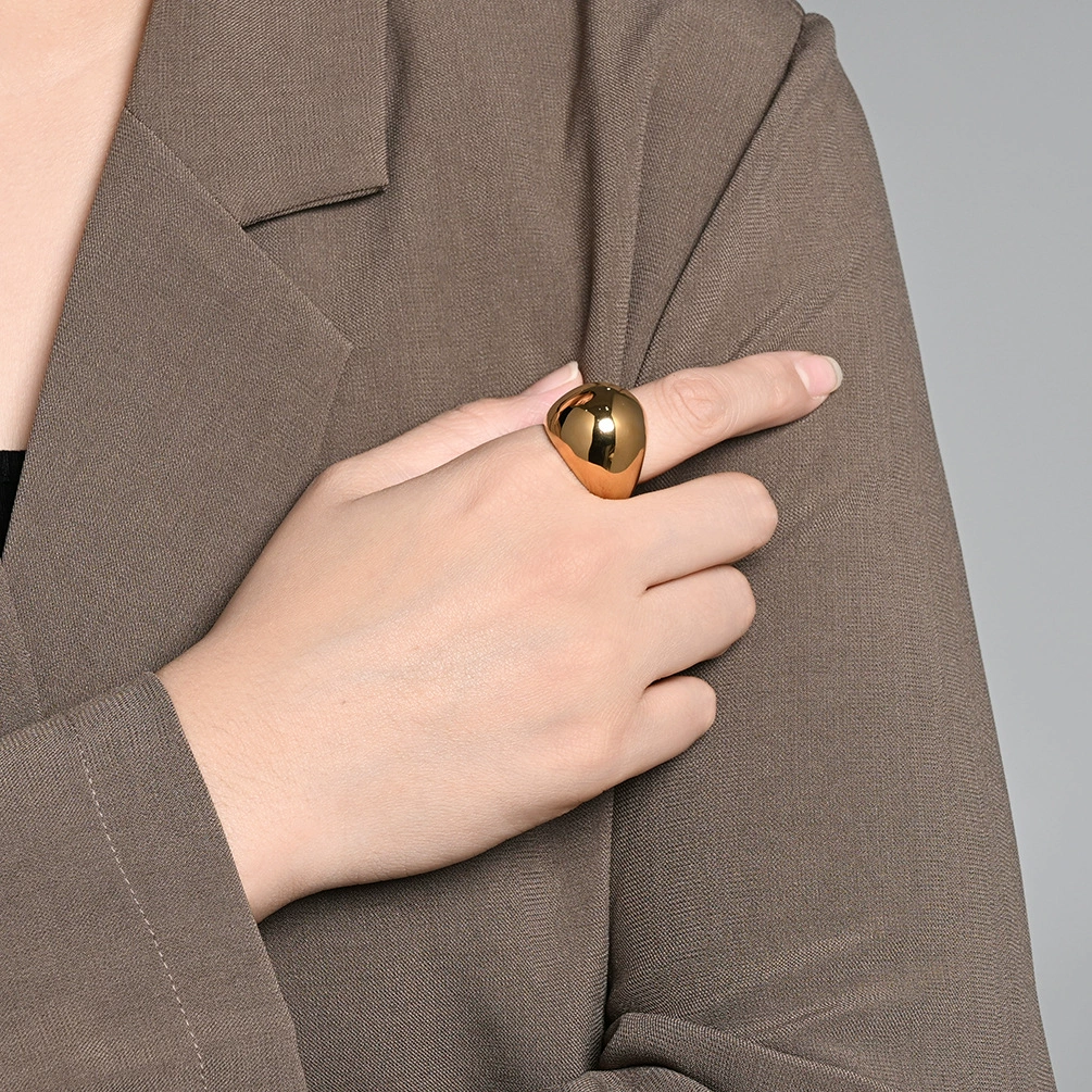 Ladies' Stainless Steel Polished Curve Ball Ring - Image 3