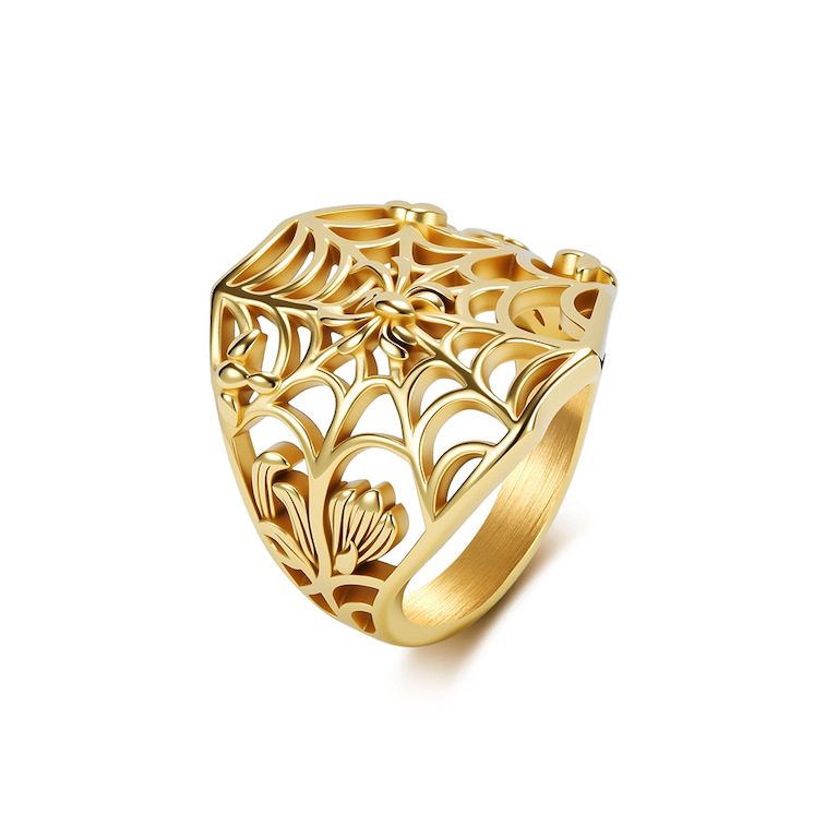 Hiphop 24mm Hollow Stainless Steel Spider-net Ring